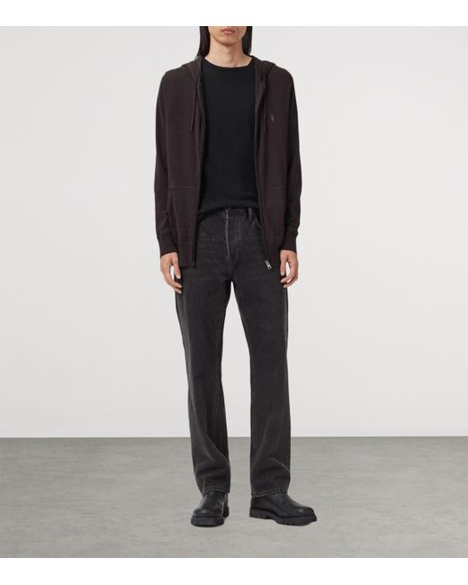 AllSaints Blue Merino Wool Mode Hoodie for men