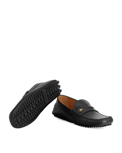 Gucci Black Leather Horsebit Driver Loafers for men