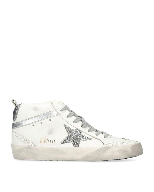Golden Goose Deluxe Brand White Leather Mid Star Sneakers