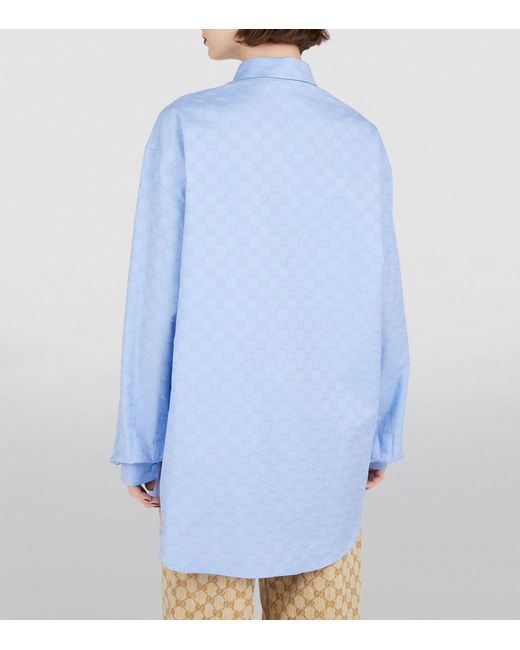 Gucci Blue Cotton Gg Supreme Shirt