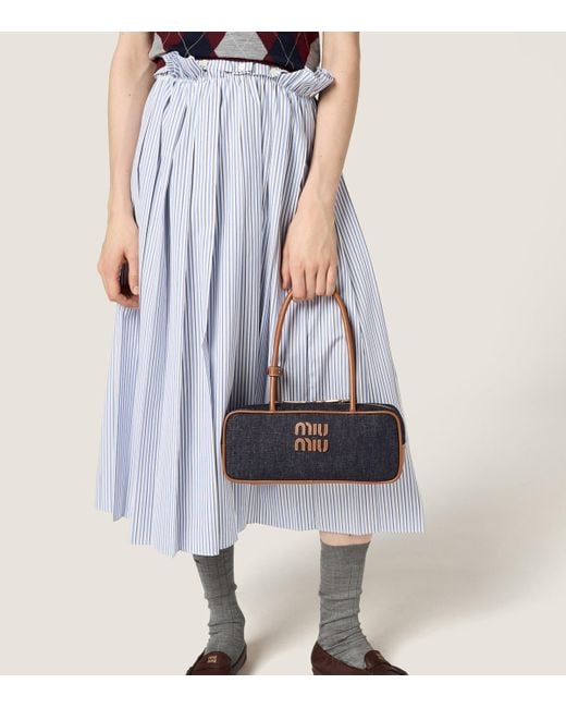 Miu Miu Blue Denim Beau Top-Handle Bag
