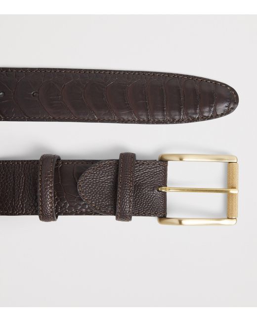 Elliot Rhodes Brown Ostrich Leather Belt for men