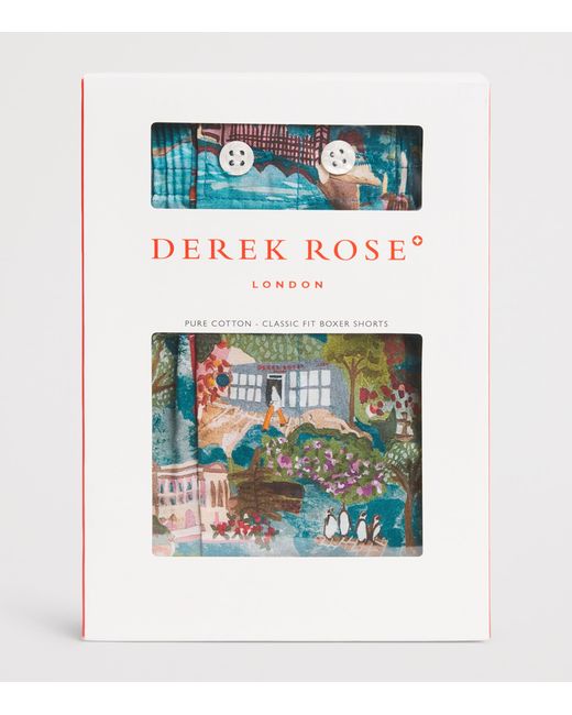 Derek Rose Blue Cotton Printed Ledbury Boxer Shorts for men