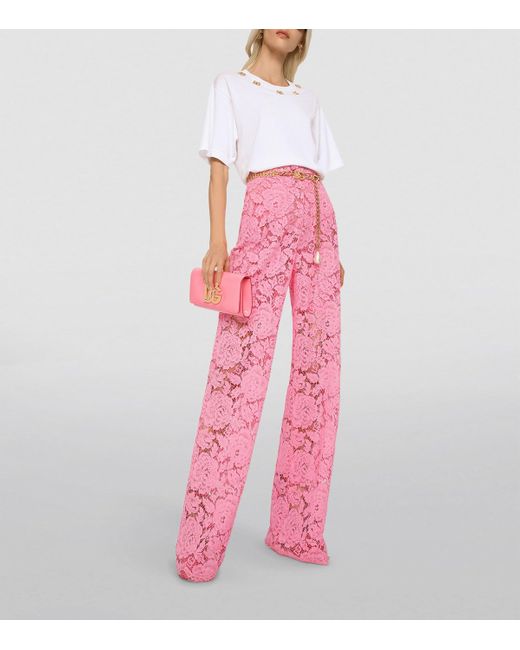 Dolce Gabbana Floral Lace Trousers in Pink Lyst UK