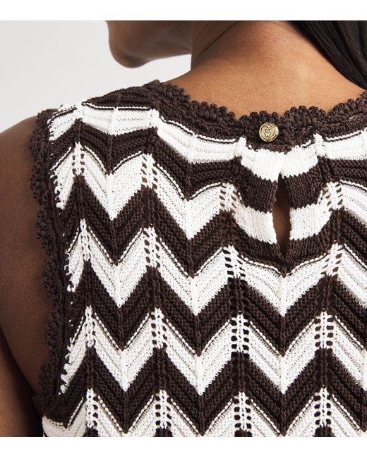 Maje Black Cotton Zigzag Crochet Top