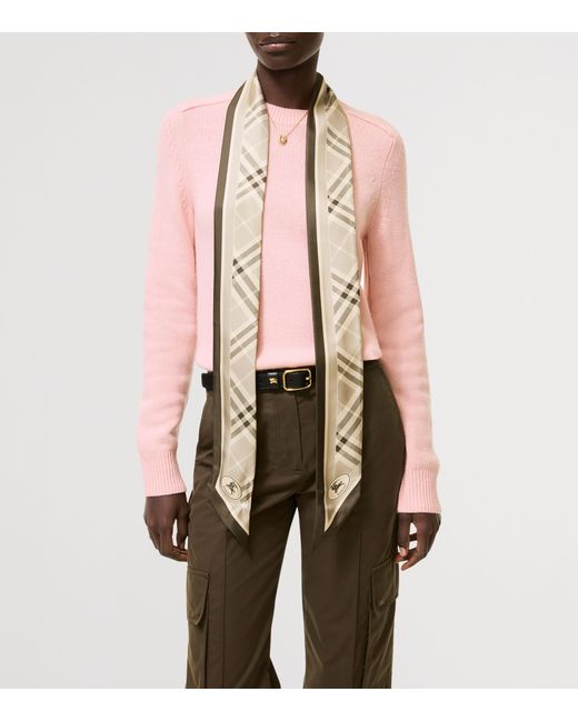 Burberry Metallic Silk Check Skinny Scarf