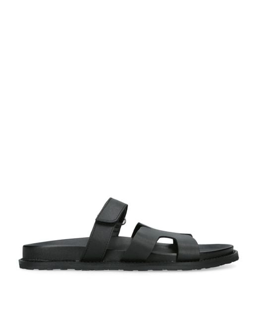 Steve Madden Black Suede Manu Slides for men