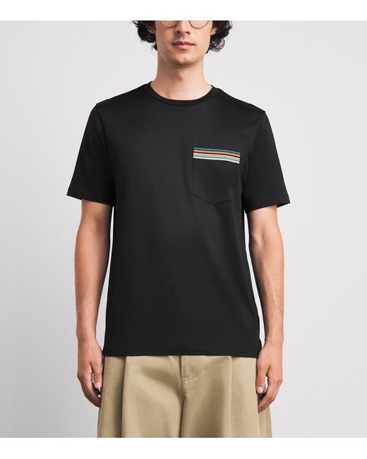 Paul Smith Black Signature Stripe Pocket T-Shirt for men