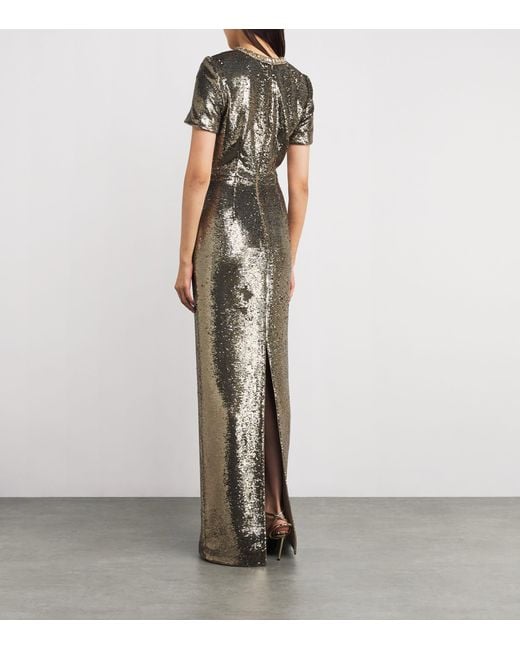 Roland Mouret Metallic Sequin Crystal-Embellished Gown