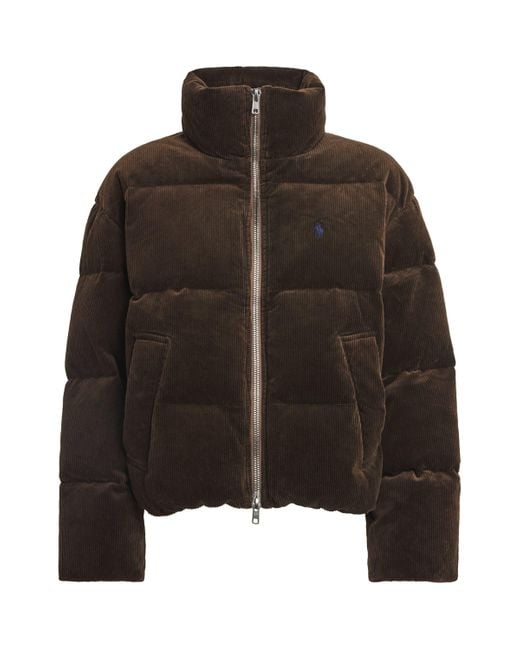 Polo Ralph Lauren Brown Stretch-Cotton Corduroy Puffer Jacket