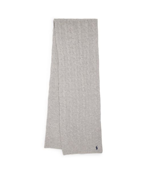 Polo Ralph Lauren Gray Wool-Cashmere Pony Scarf