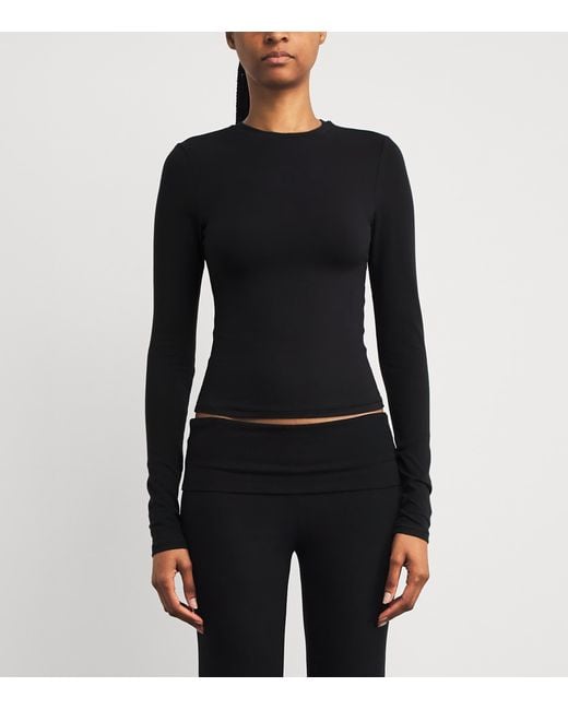 Skims Black Cotton Jersey Long-Sleeved T-Shirt