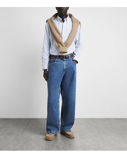 Polo Ralph Lauren Blue Cotton Seersucker Stripe Shirt for men