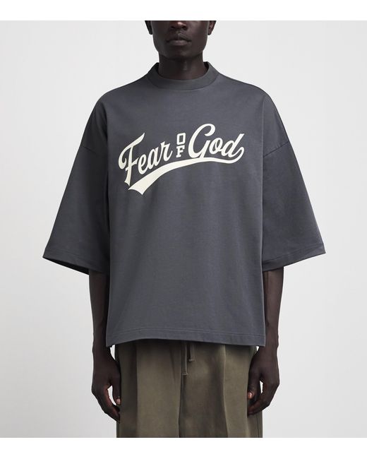 Fear Of God Gray Cotton Boxy Merch T-Shirt for men