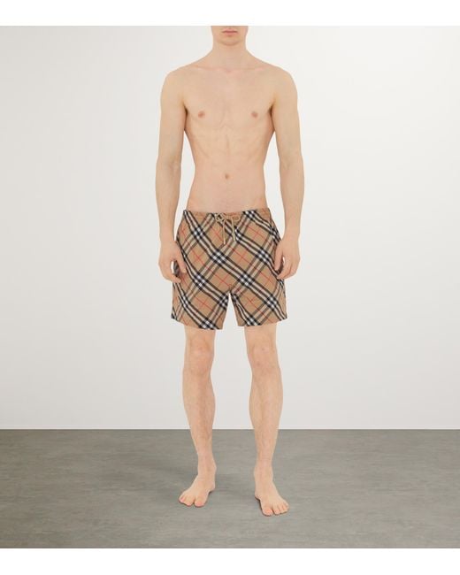Burberry Yellow Check Swim Shorts for men