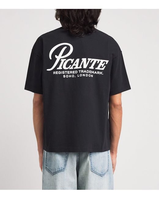 Picante Black Organic Cotton Record T-Shirt for men