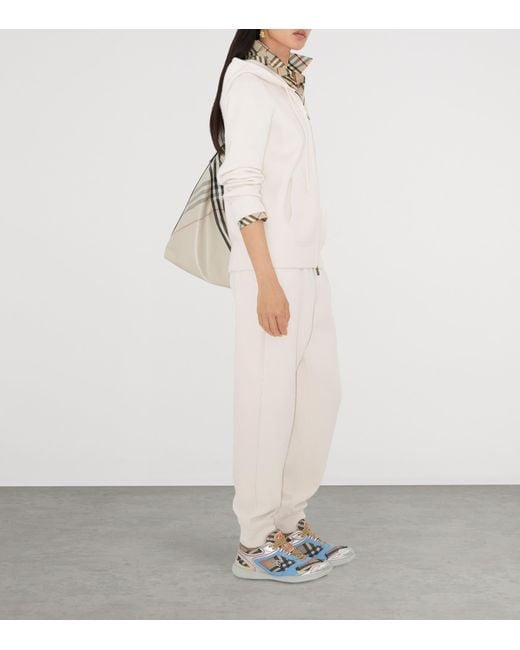 Burberry White Cashmere-Blend Zip-Up Hoodie