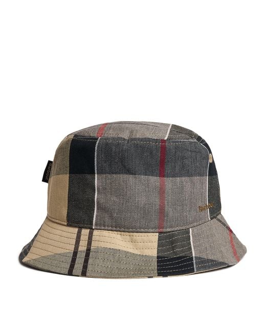 Barbour Gray Telfield Tartan Bucket Hat for men