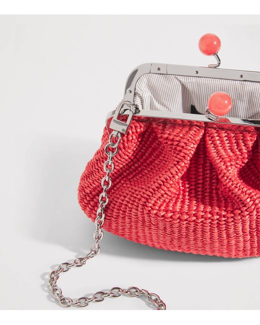 Weekend by Maxmara Red Small Raffia-Effect Pasticcino Bag