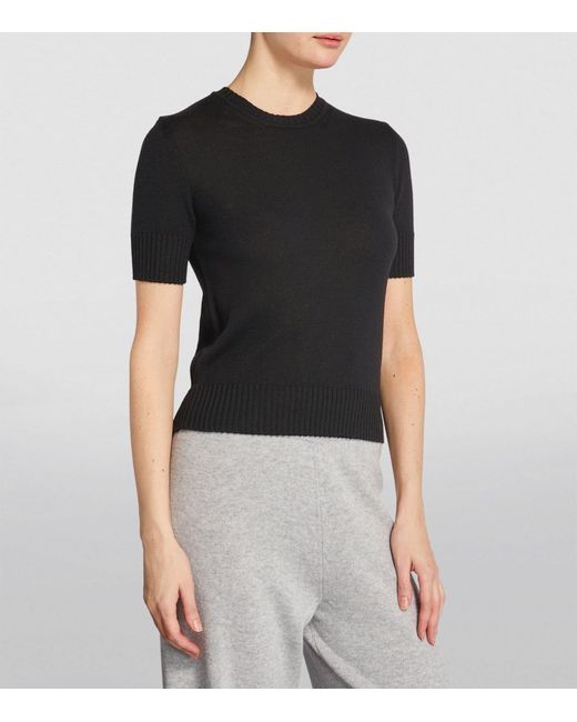 Max Mara Black Virgin Wool Short-sleeve Sweater