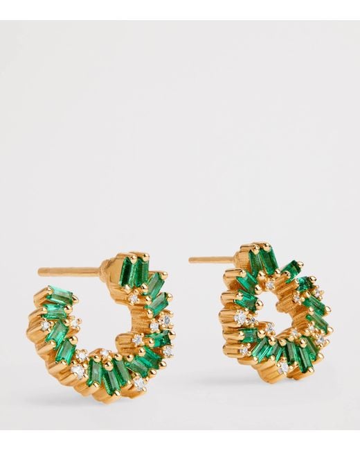 Suzanne Kalan Green Emerald And Diamond Frenzy Spiral Earrings
