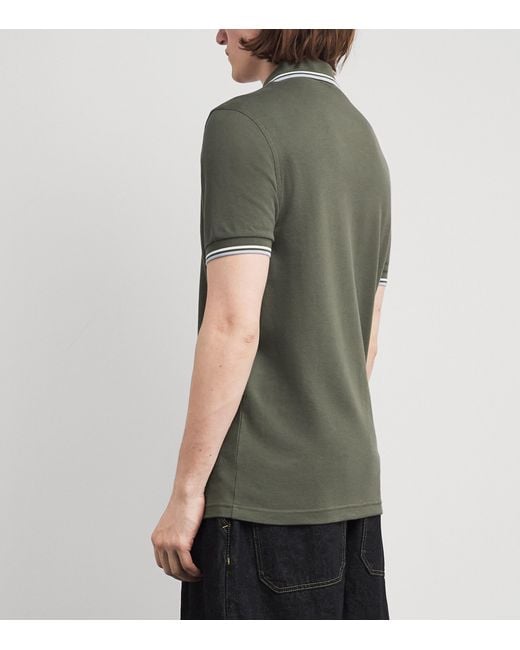 Fred Perry Green Cotton Twin Tipped Polo Shirt for men