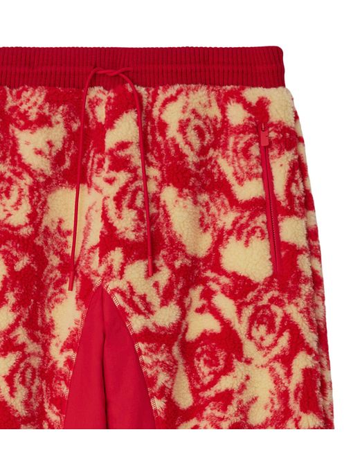 Burberry Red Fleece Rose Sweatpants for men