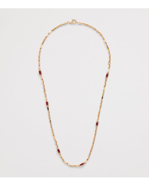 Suzanne Kalan Metallic And Ruby Medium Block Chain Necklace