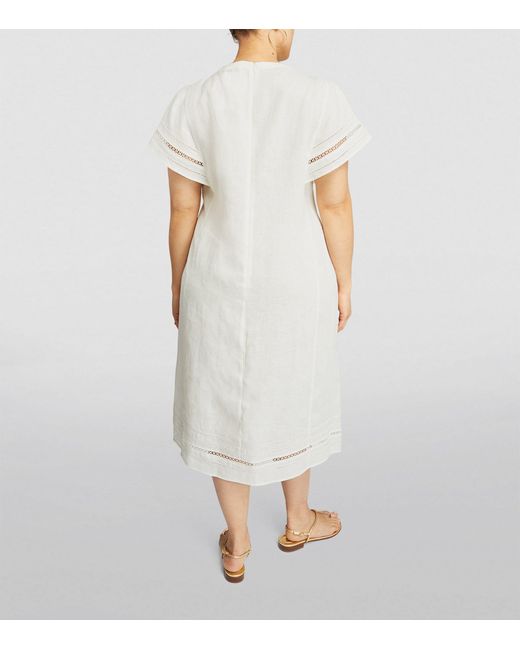 Marina Rinaldi White Linen Tunic Midi Dress