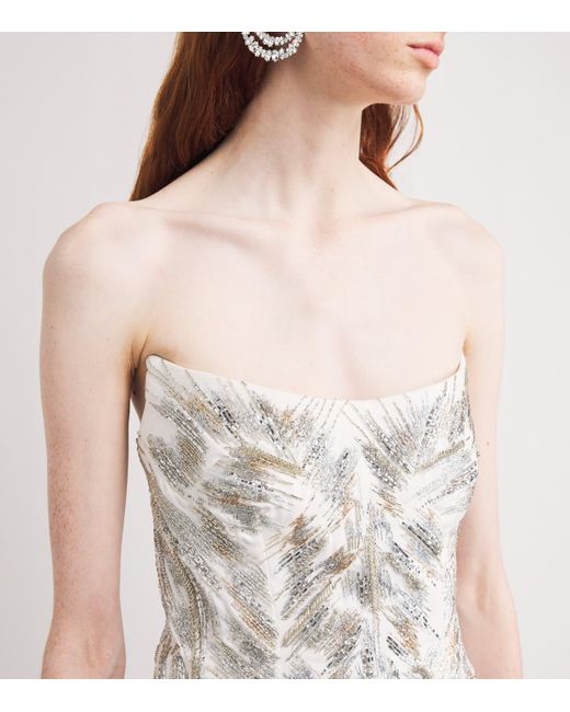 Gaurav Gupta White Beaded The Linear Glistening Gown