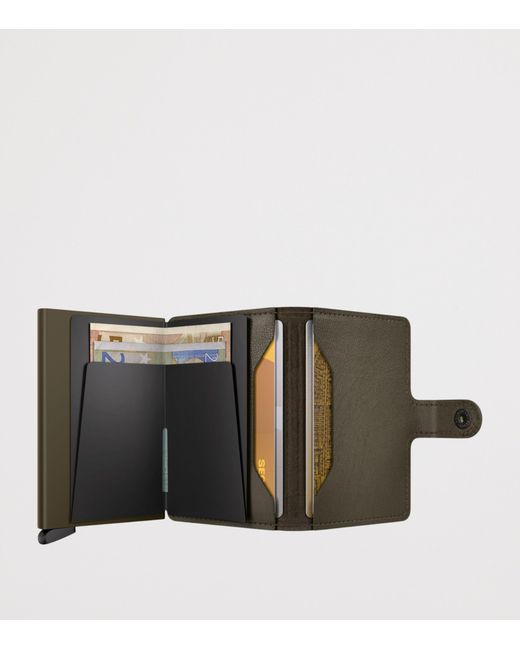 Secrid Green Leather Embossed Lines Miniwallet