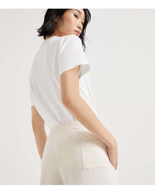 Brunello Cucinelli White Wool-Blend Knitted Trousers