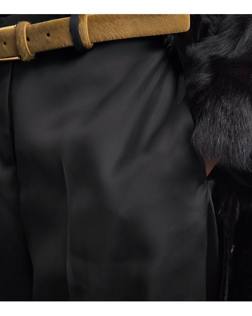 Khaite Black Satin Hunter Straight Trousers