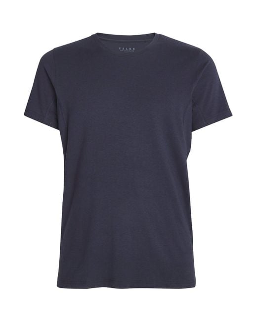 Falke Blue Cotton-Blend Daily Climate Control T-Shirt for men