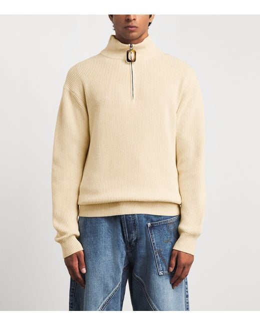 J.W. Anderson Natural Wool-Cotton Half-Zip Sweater for men