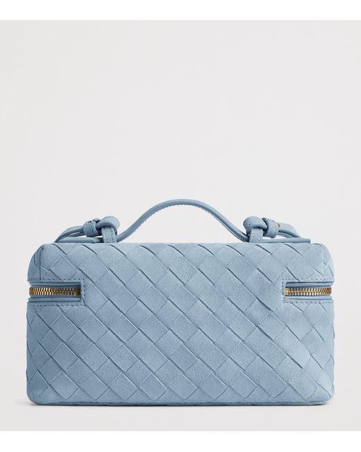 Bottega Veneta Blue Suede Bang Bang Vanity Case Bag