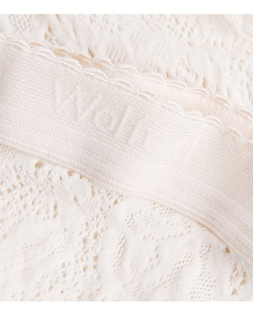 Wolford White Infinite Rose Net Tights