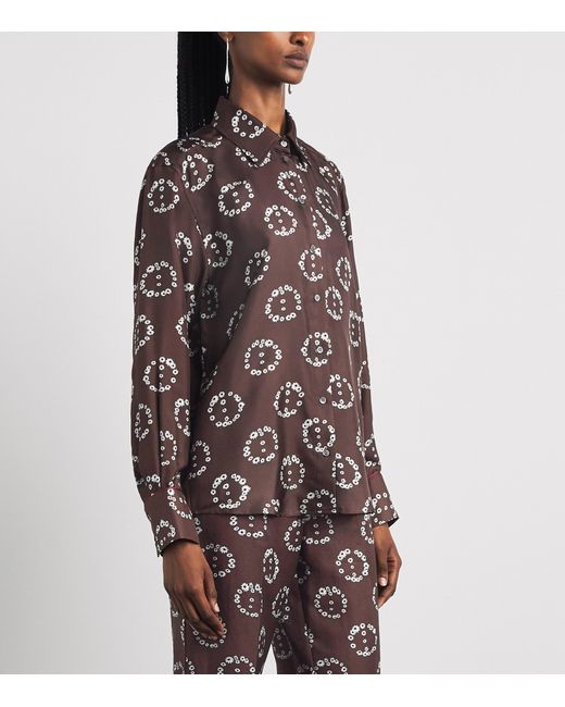 Sandro Brown Silk Floral Shirt