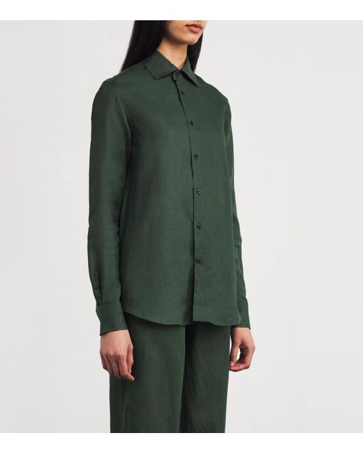 With Nothing Underneath Green Linen The Boyfriend Shirt