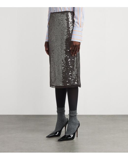 Camilla & Marc Gray Sequin Façade Midi Skirt