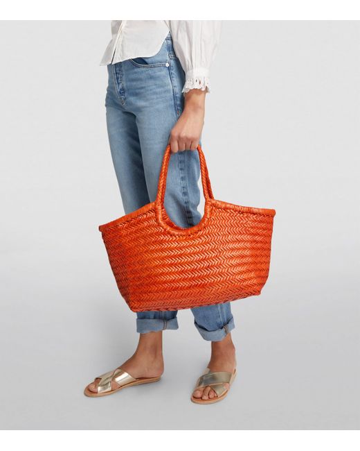 Dragon Diffusion Large Leather Woven Nantucket Tote Bag in Red | Lyst