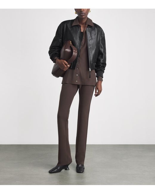 Arma Black Hannah Leather Bomber Jacket