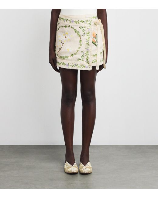 Agua Bendita Metallic Linen Luna Mini Wrap Skirt