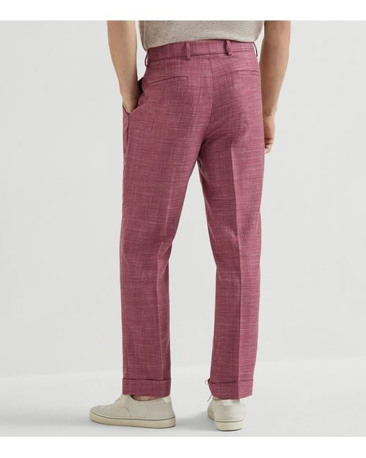 Brunello Cucinelli Wool-Blend Hopsack Tailored Trousers for men