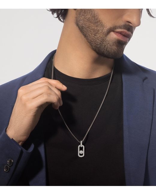 Messika Metallic So Move Titanium And Diamond Pavé Pendant Necklace