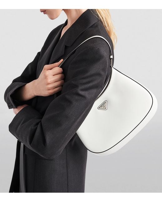Prada Gray Leather Cleo Shoulder Bag