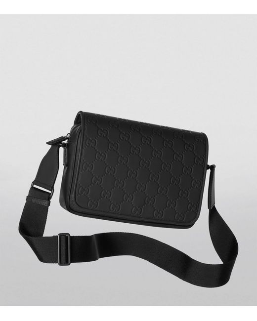 Gucci Black Leather Gg Flap Cross-body Bag for men