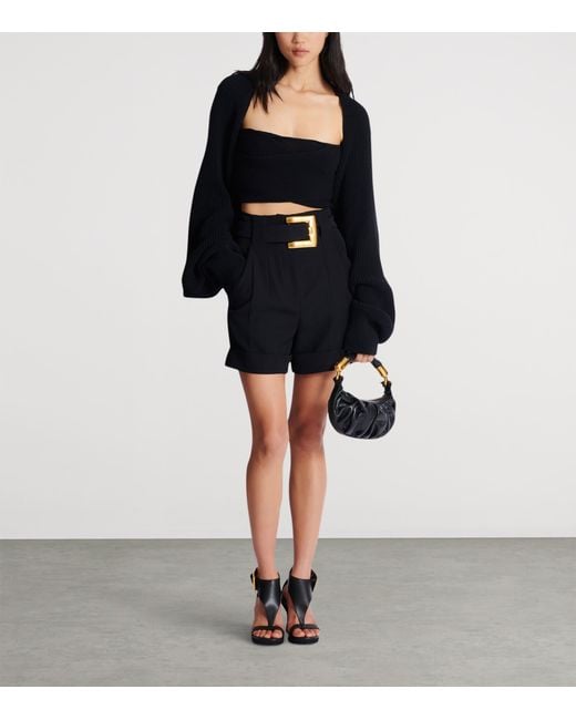 Balmain Black Rib-Knit Bandeau Top