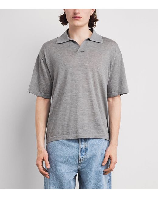 FRAME Gray Wool-Cashmere Superfine Polo Shirt for men