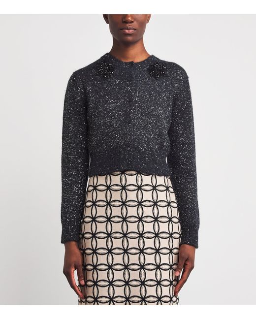 Erdem Blue Wool-Blend Sequin Cardigan
